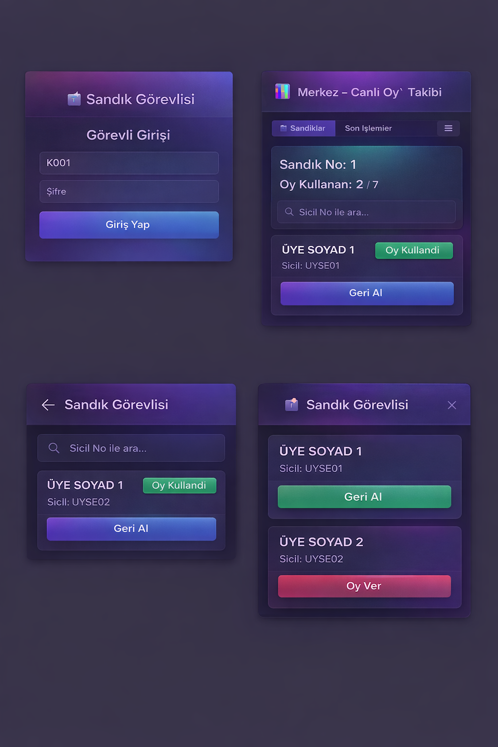 Sandık Görevlisi ekranı